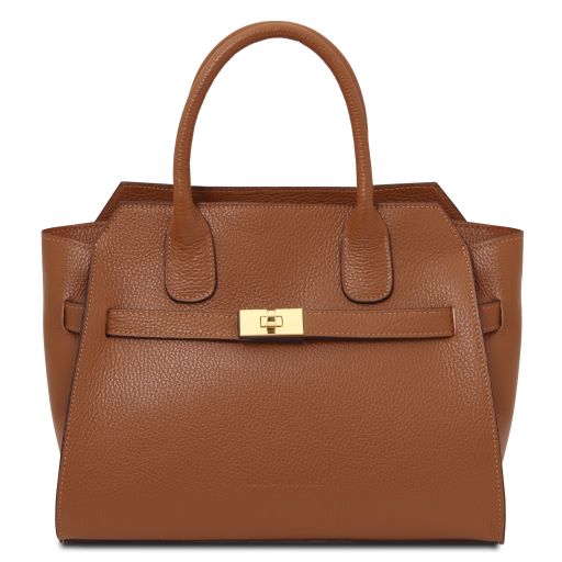 Tuscany Leather Origami - skórzana torebka typu tote, kolor Cognac - TL142507