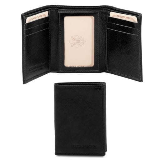 Tuscany Leather Ekskluzywny skórzany portfel - 3-krotnie składany , kolor czarny TL140801