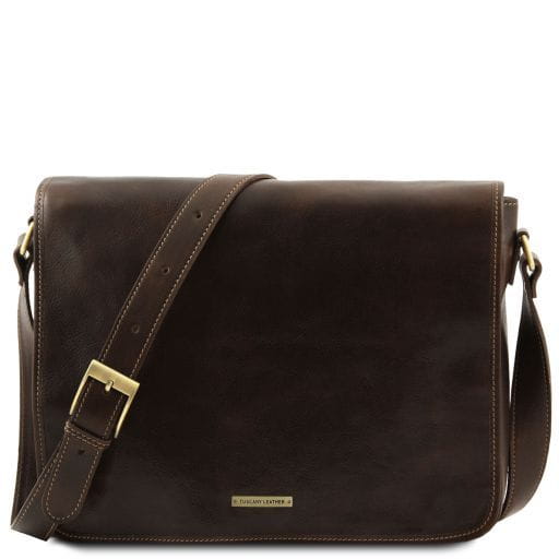 Tuscany Leather Messenger double - skórzana torba na ramię - freestyle , kolor ciemny brąz TL90475