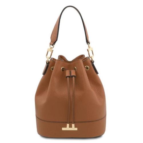 Tuscany Leather TL Bag - skórzana torba typu bucket, kolor cognac TL142146