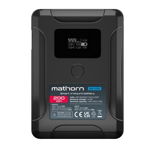 Bateria Mathorn MB-V200 14000mAh PD65W OLED USB-C 200Wh V-mount
