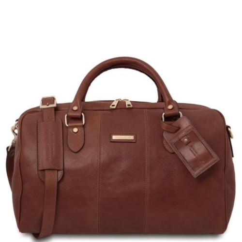 Tuscany Leather Lisbona - Skórzana torba podróżna duffle - rozmiar S, kolor brązowy - TL142441