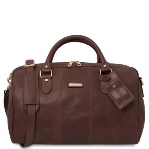 Tuscany Leather Lisbona - Skórzana torba podróżna duffle - rozmiar S, kolor ciemny brąz - TL142441