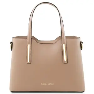 Tuscany Leather Olimpia - skórzana torba na zakupy - rozmiar S, kolor jasny szary - TL141521