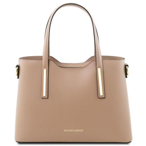 Tuscany Leather Olimpia - skórzana torba na zakupy - rozmiar S, kolor jasny szary - TL141521