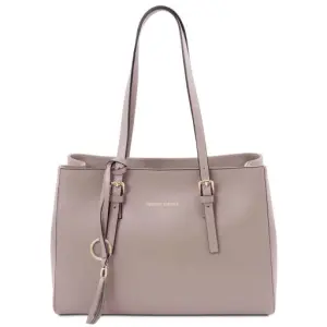 Tuscany Leather TL Bag - skórzana torba z regulowanym paskiem, kolor jasny szary - TL142037