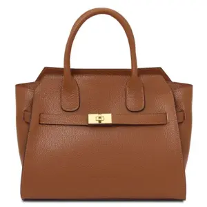 Tuscany Leather Origami - skórzana torebka typu tote, kolor Cognac - TL142507
