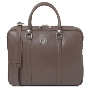 Tuscany Leather Prato - ekskluzywna teczka na laptopa ze skóry Saffiano, kolor ciemnoszary - TL142453