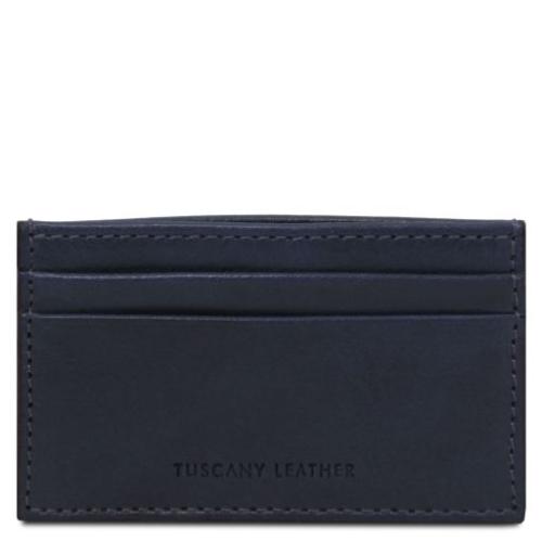 Tuscany Leather skórzane etui na karty, kolor ciemny niebieski - TL142473