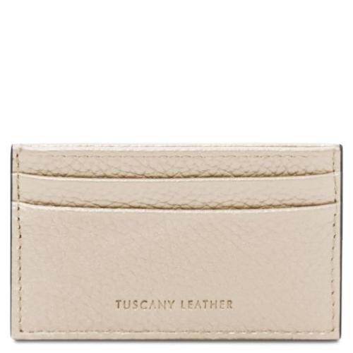 Tuscany Leather skórzane etui na karty, kolor beżowy - TL142474
