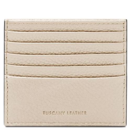Tuscany Leather skórzane etui na karty, kolor beżowy - TL142470