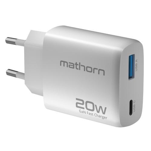 Ładowarka sieciowa Mathorn USB GaN 20W C1A1 PD3.0 QC4.0 EU White