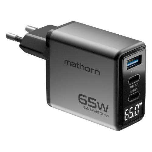 Ładowarka sieciowa Mathorn USB GaN 65W C2A1 PD3.0 QC4.0 LED EU
