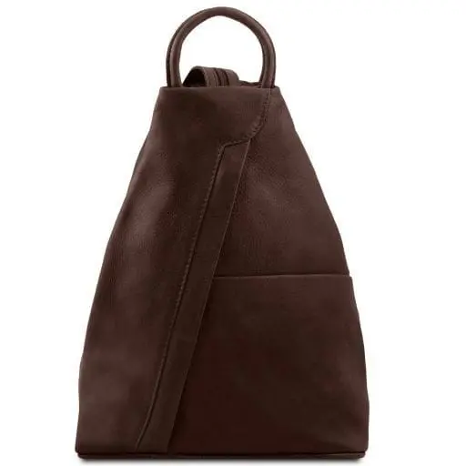Tuscany Leather Shanghai - skórzany plecak , kolor ciemny brąz TL140963