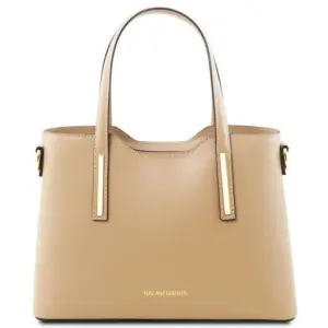 Tuscany Leather Olimpia - skórzana torba na zakupy - rozmiar S , kolor szampanowy TL141521