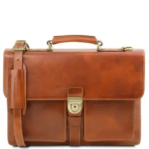 Tuscany Leather Assisi - Skórzana teczka 3 przegrody , kolor miodowy TL141825