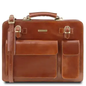 Tuscany Leather Venezia - Skórzana teczka 2 przegrody , kolor miodowy TL141268