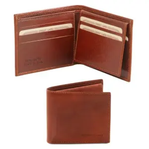 Tuscany Leather Ekskluzywny portfel męski skóra - 3-krotnie składany , kolor brązowy TL141353
