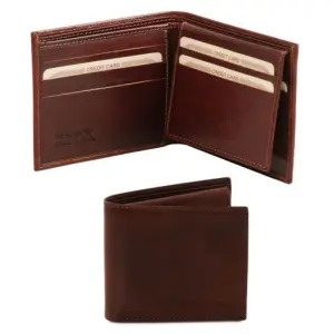 Tuscany Leather Ekskluzywny portfel męski skóra - 3-krotnie składany , kolor ciemny brąz TL141353