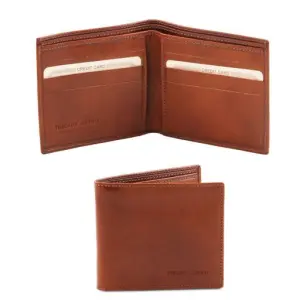 Tuscany Leather Ekskluzywny portfel męski skóra - 2-krotnie składany , kolor brązowy TL140797