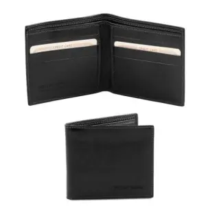 Tuscany Leather Ekskluzywny portfel męski skóra - 2-krotnie składany , kolor czarny TL140797