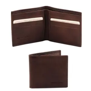 Tuscany Leather Ekskluzywny portfel męski skóra - 2-krotnie składany , kolor ciemny brąz TL140797