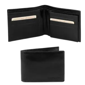 Tuscany Leather Ekskluzywny portfel męski skórzany - 3-krotnie składany , kolor czarny TL140817