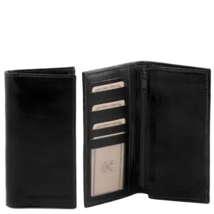Tuscany Leather Ekskluzywny portfel skórzany dla mężczyzn - 2-krotnie składany , kolor czarny TL140777