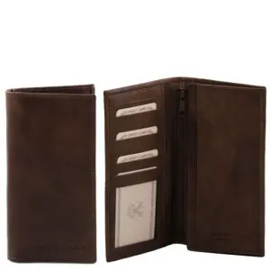 Tuscany Leather Ekskluzywny portfel skórzany dla mężczyzn - 2-krotnie składany , kolor ciemny brąz TL140777
