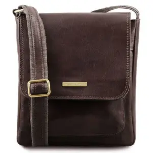 Tuscany Leather Jimmy - skórzana torba na ramię dla mężczyzn z przednią kieszenią , kolor ciemny brąz TL141407