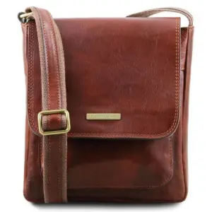 Tuscany Leather Jimmy - skórzana torba na ramię dla mężczyzn z przednią kieszenią , kolor brązowy TL141407