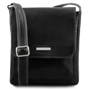 Tuscany Leather Jimmy - skórzana torba na ramię dla mężczyzn z przednią kieszenią , kolor czarny TL141407