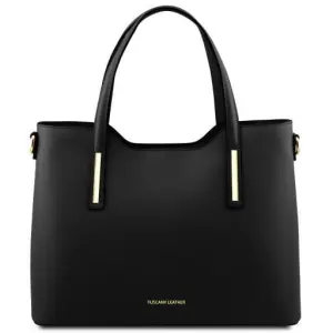 Tuscany Leather Olimpia - skórzana torba na zakupy dla kobiet , kolor czarny TL141412