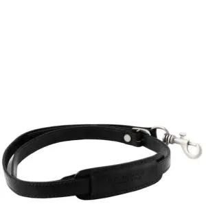 Tuscany Leather Skórzany reguowany pasek na ramię do teczki , kolor czarny TL141931