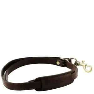 Tuscany Leather Skórzany reguowany pasek na ramię do teczki , kolor ciemny brąz TL141931