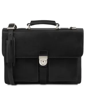 Tuscany Leather Assisi - Skórzana teczka 3 przegrody, kolor czarny TL141825