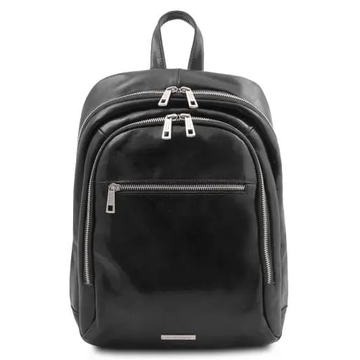 Tuscany Leather Perth - skórzany plecak z 2 przegrodami, kolor czarny TL142049