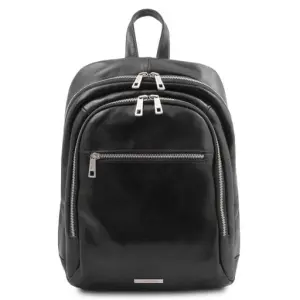 Tuscany Leather Perth - skórzany plecak z 2 przegrodami, kolor czarny TL142049
