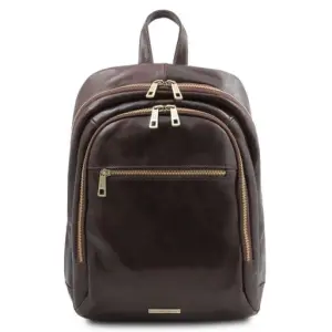 Tuscany Leather Perth - skórzany plecak z 2 przegrodami, kolor ciemnobrązowy TL142049