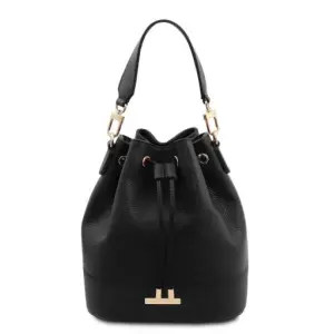 Tuscany Leather bag - skórzana torba typu BUCKET, kolor czarny TL142146
