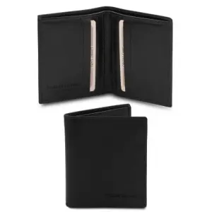 Tuscany Leather - 2 krotnie składany skórzany portfel męski, kolor czarny TL142064