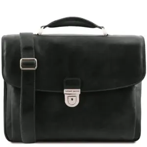 Tuscany Leather Alessandria - wielofunkcyjna skórzana torba na laptop, kolor czarny TL142067