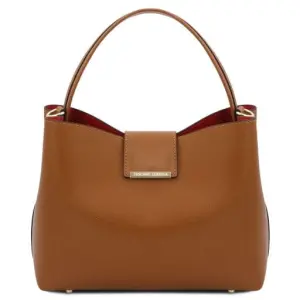 Tuscany Leather Clio - torbebka ze skóry Secchiello TL141690 kolor Cognac