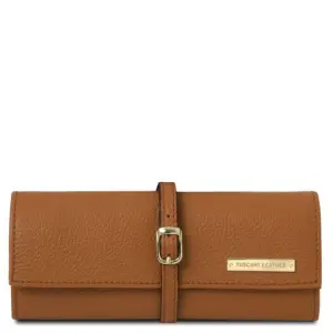 Tuscany Leather ekskluzywne etui na biżuterię z miękkiej skóry TL142193 kolor Cognac