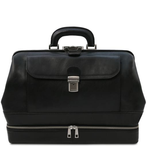 Tuscany Leather Giotto - ekskluzywny skórzany kuferek lekarski z podwójnym dnem, kolor czarny TL142344