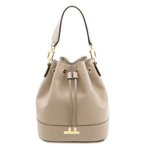 Tuscany Leather TL Bag - skórzana torba typu bucket, kolor jasny taupe TL142146