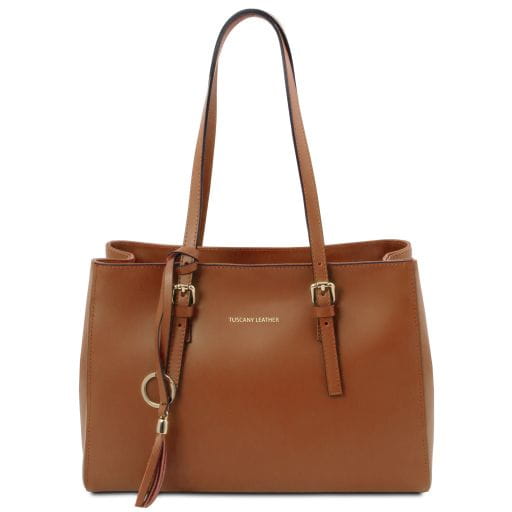 Tuscany Leather TL Bag - skórzana torba z regulowanym paskiem, kolor cognac TL142037