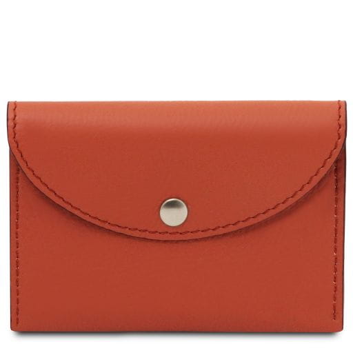 Tuscany Leather Ekskluzywne skórzane etui na wizytówki/karty kredytowe, kolor pomarańczowy TL142417