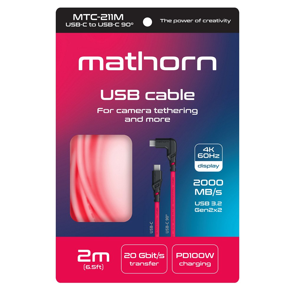 Kabel fotograficzny Mathorn MTC-211M 2m 20Gbps 4K 60Hz PD100W USB C-C90 Magenta