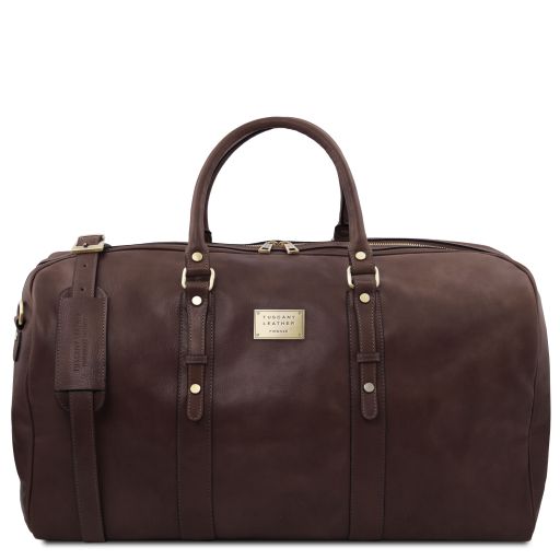 Tuscany Leather Francoforte - ekskluzywna weekendowa skórzana torba podróżna, kolor ciemny brąz - TL142338